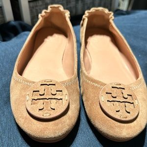 Tory Burch Like new never won pink suade flats